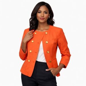 East 5th Orange Gold Button Blazer Large Y2K Retro Careerwear Jacket